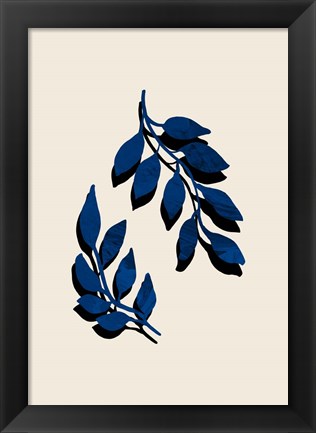 Framed Blue Twig Brush Print