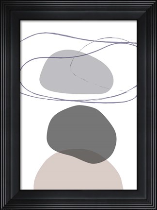 Framed New Shapes Beige 4 Print