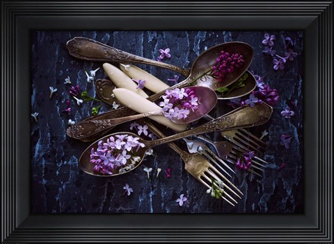 Framed Spoons &amp; Flowers Print