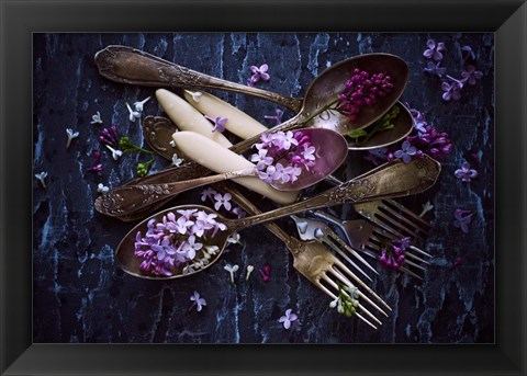 Framed Spoons &amp; Flowers Print