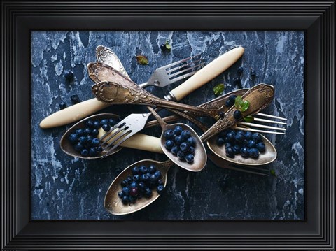 Framed Spoons &amp; Blueberries Print