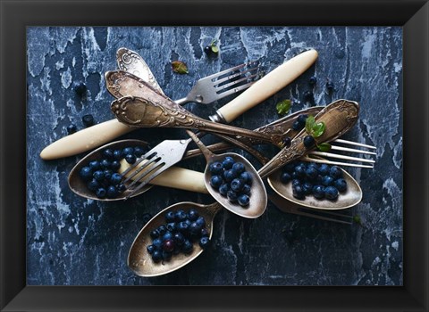 Framed Spoons &amp; Blueberries Print