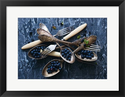 Framed Spoons &amp; Blueberries Print