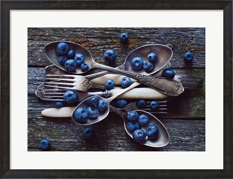 Framed Spoons &amp; Blueberry Print