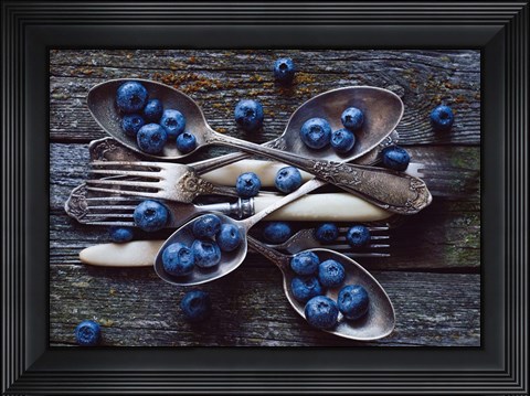 Framed Spoons &amp; Blueberry Print