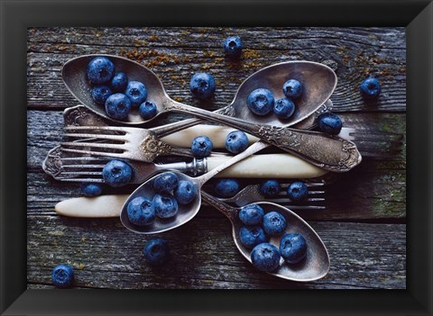 Framed Spoons &amp; Blueberry Print