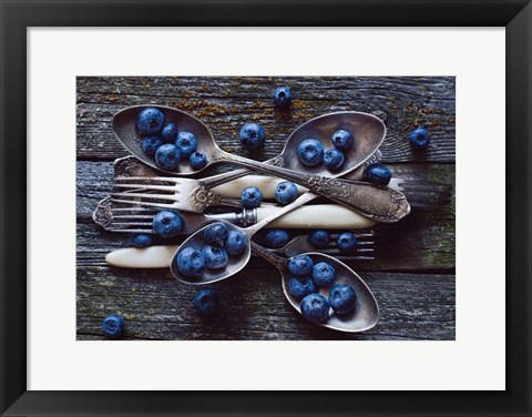 Framed Spoons &amp; Blueberry Print