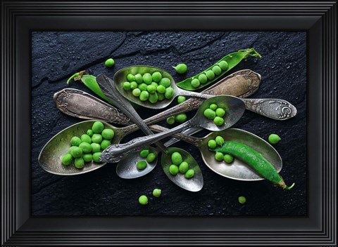 Framed Spoons &amp; Green Pea Print