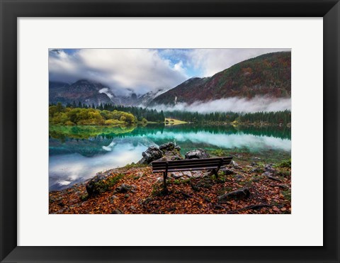 Framed Bench by the Lake Print