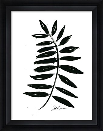 Framed Inked Leaves II Print