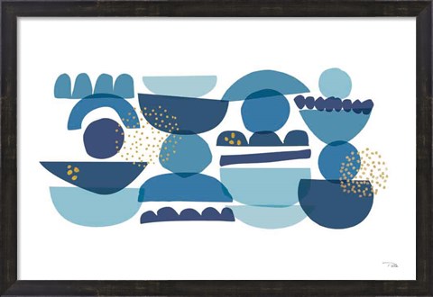 Framed Crowded Forms blue I Print