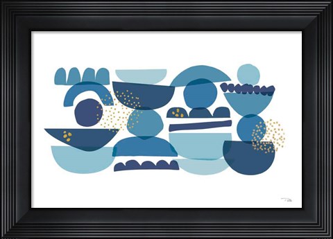 Framed Crowded Forms blue I Print