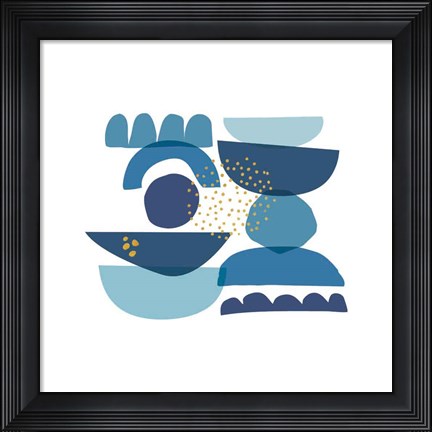 Framed Crowded Forms blue II Print