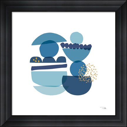Framed Crowded Forms blue III Print