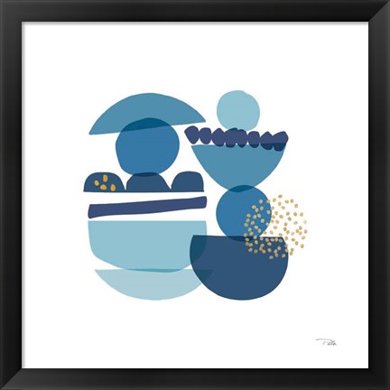 Framed Crowded Forms blue III Print