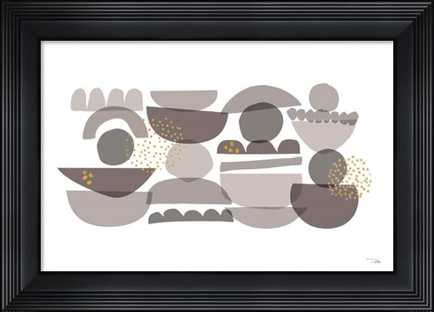 Framed Crowded Forms grey I Print