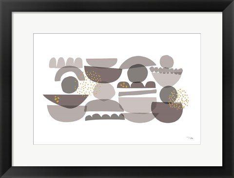 Framed Crowded Forms grey I Print