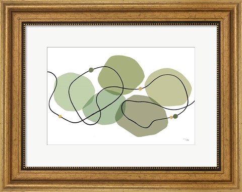 Framed Sinuous Trajectory green I Print