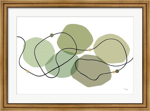 Framed Sinuous Trajectory green I Print