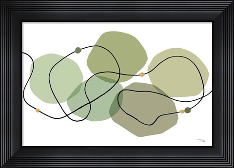Framed Sinuous Trajectory green I Print