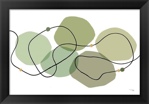 Framed Sinuous Trajectory green I Print