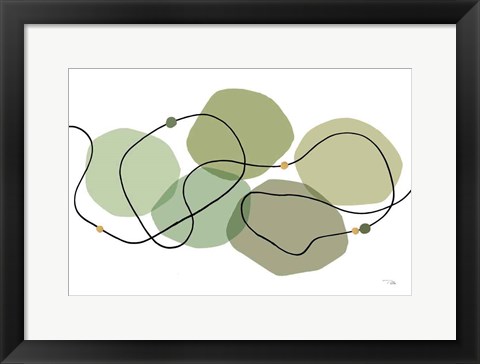 Framed Sinuous Trajectory green I Print