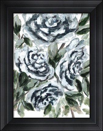 Framed Shadowed Blue Roses I Print