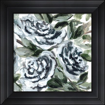 Framed Shadowed Blue Roses II Print