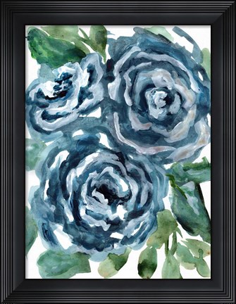 Framed Gentle Roses Blue Print