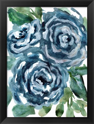 Framed Gentle Roses Blue Print