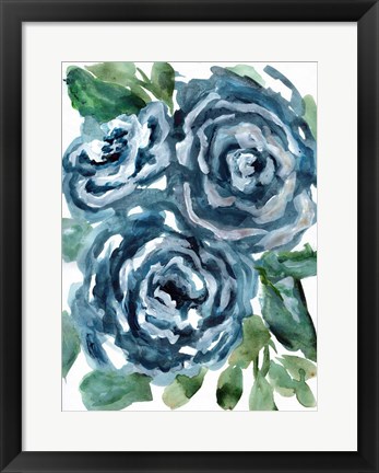 Framed Gentle Roses Blue Print