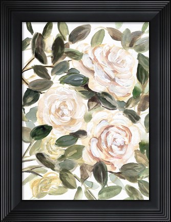 Framed Gentle Roses Yellow I Print