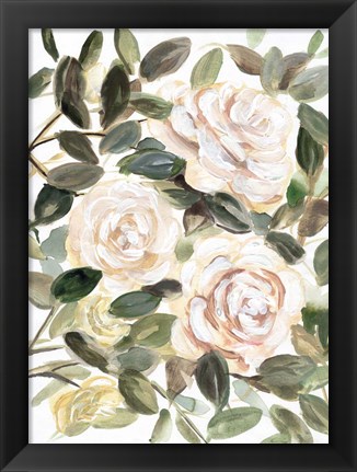 Framed Gentle Roses Yellow I Print