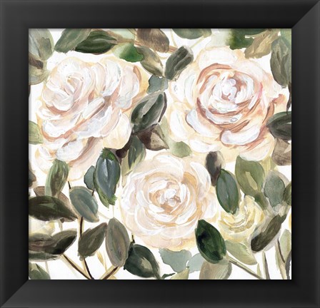 Framed Gentle Roses Yellow II Print