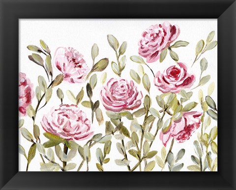 Framed Gentle Rosegarden Pink Print