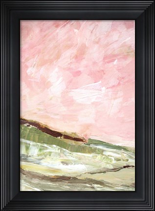 Framed Green and Pink Hills I Print