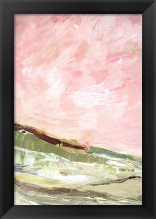 Framed Green and Pink Hills I Print