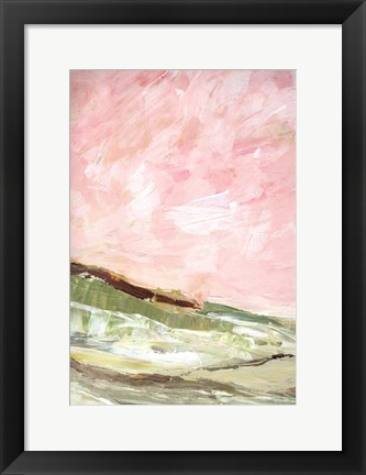 Framed Green and Pink Hills I Print