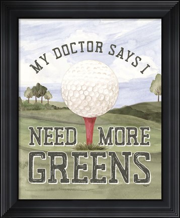 Framed Golf Days neutral portrait I-More Greens Print