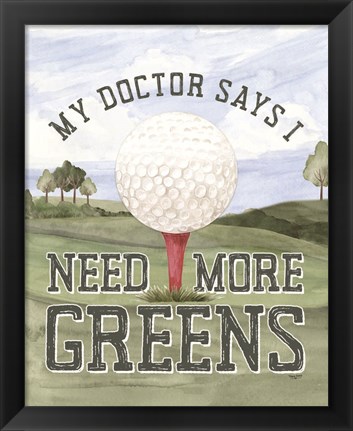 Framed Golf Days neutral portrait I-More Greens Print