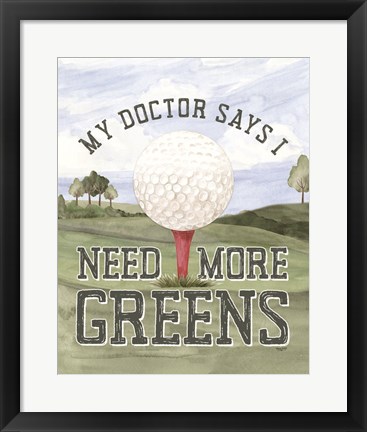 Framed Golf Days neutral portrait I-More Greens Print