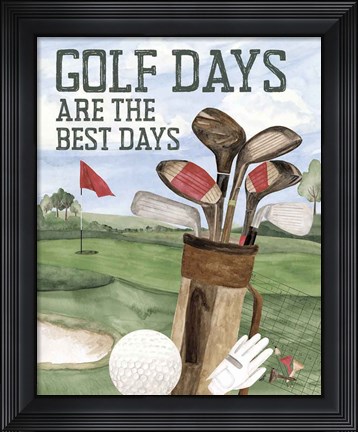 Framed Golf Days neutral portrait II-Best Days Print