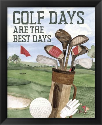 Framed Golf Days neutral portrait II-Best Days Print