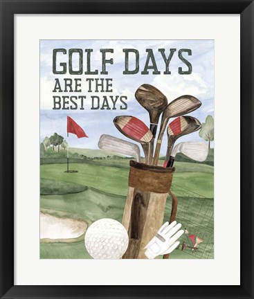 Framed Golf Days neutral portrait II-Best Days Print