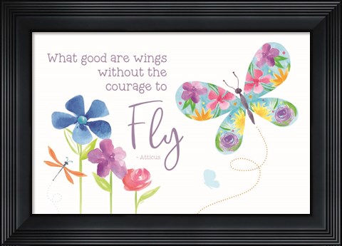 Framed Dreams Take Flight on White II Print