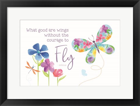 Framed Dreams Take Flight on White II Print