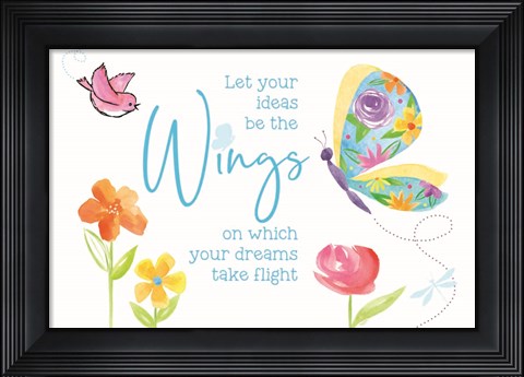 Framed Dreams Take Flight on White III Print