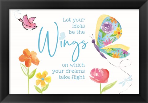 Framed Dreams Take Flight on White III Print