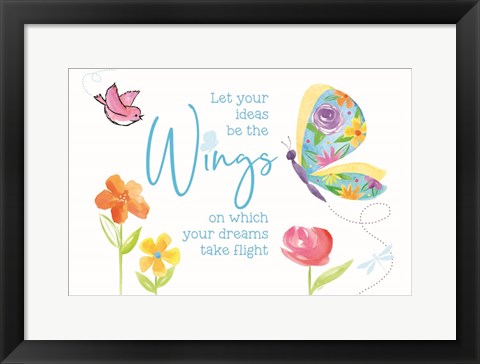 Framed Dreams Take Flight on White III Print