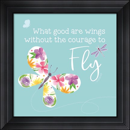 Framed Dreams Take Flight on Blue IX Print